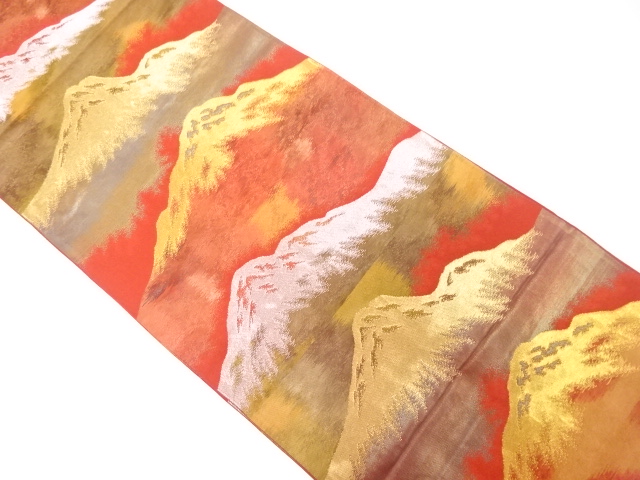 山並模様織り出し　袋帯